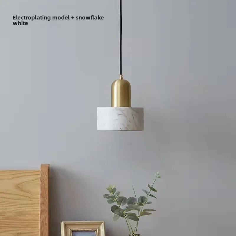 Stone Drop Pendant Lamp | Minimal Marble & Brass Mini Pendant