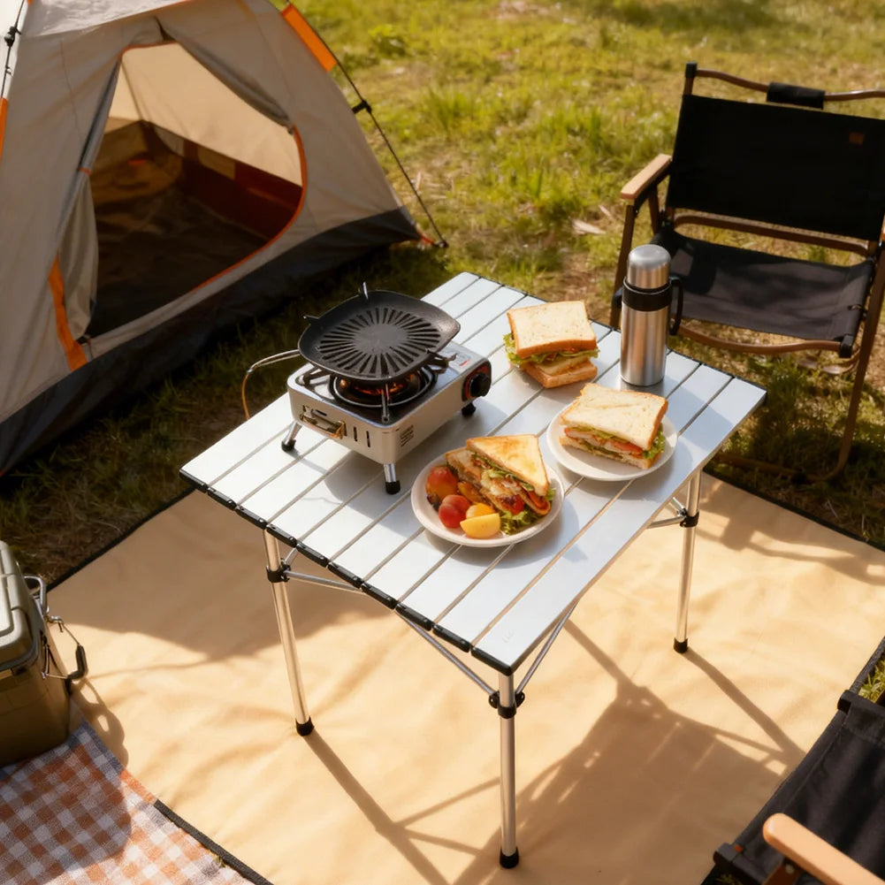 Roll-Top Aluminium Picnic Table | Compact Folding Camping Table