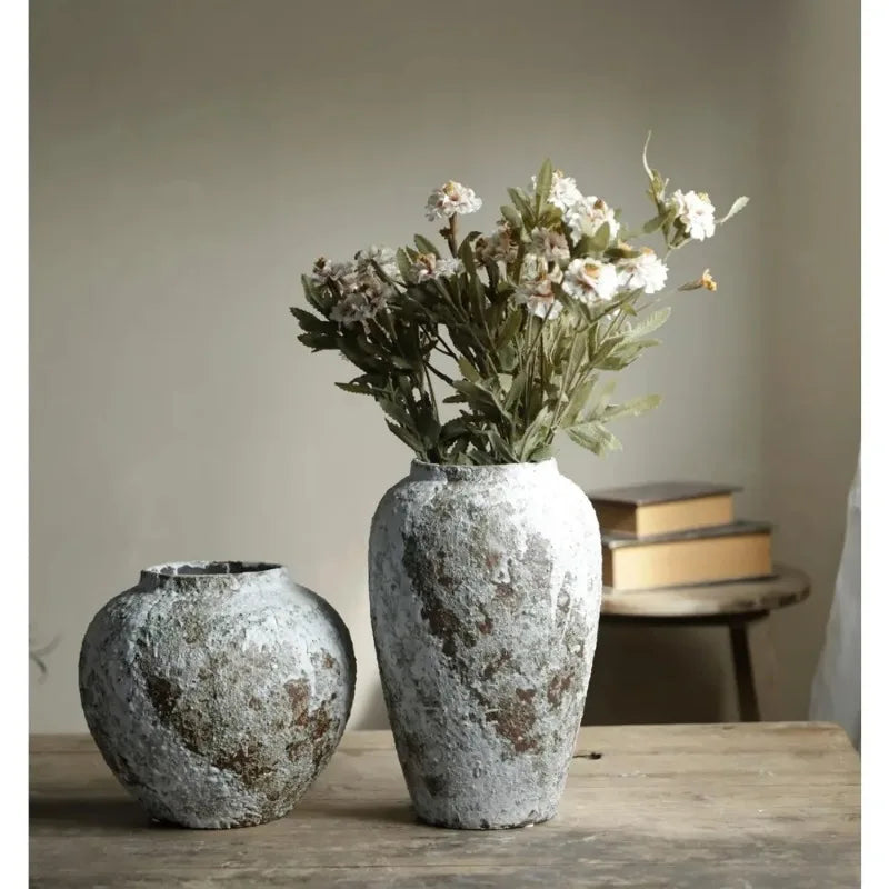 Terra Rustic Ceramic Vase | Hand-Finished Stoneware Floor Vase