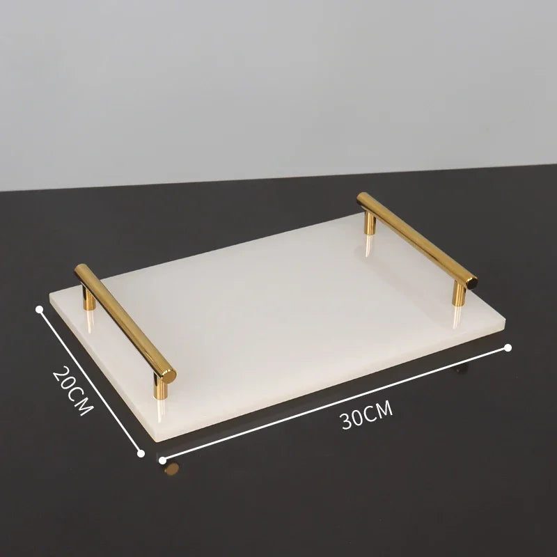 Alabaster Gold Bathroom Collection | White Marble & Gold Vanity Accessories