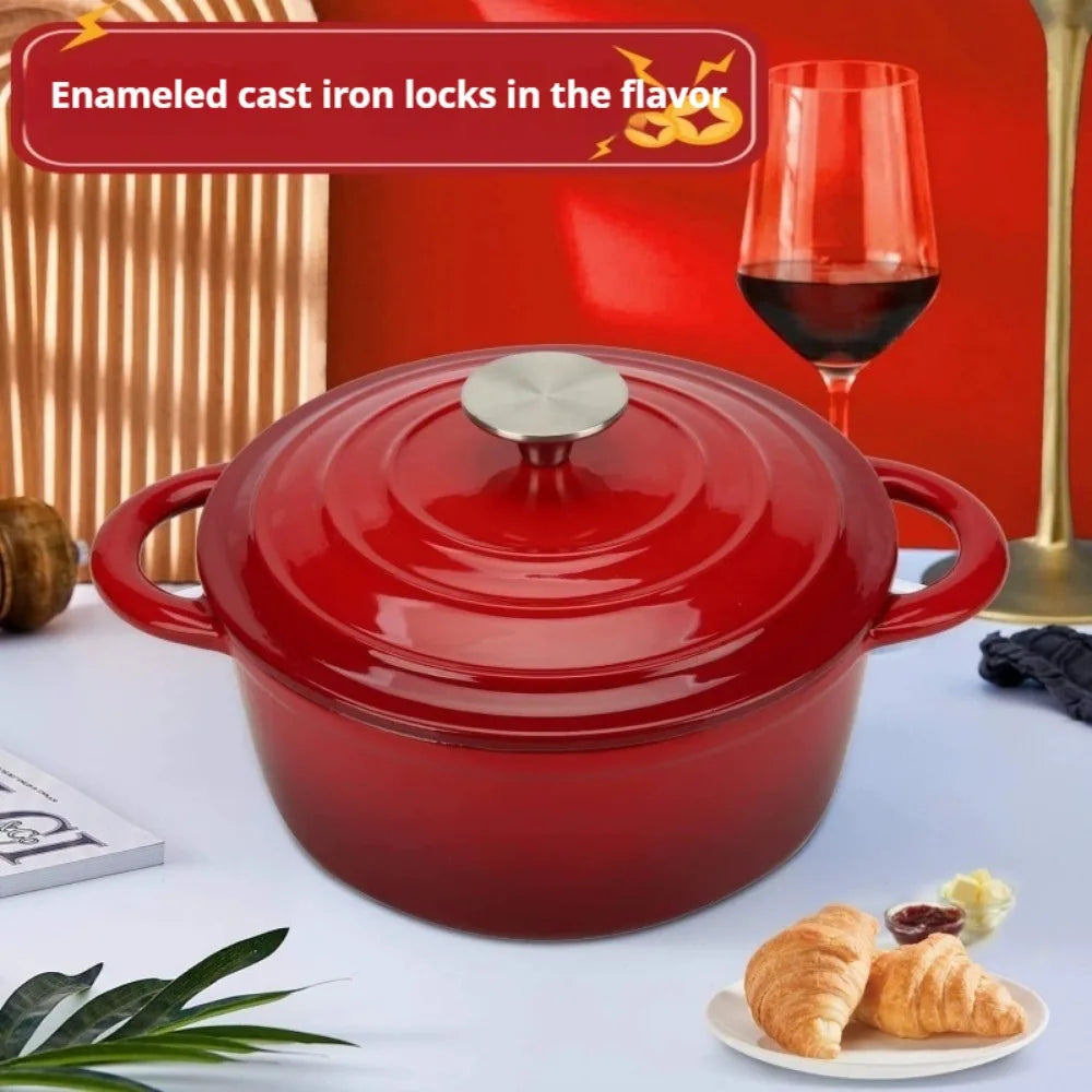 Hearth Enamelled Cast Iron Dutch Oven | 2L or 5L Casserole Pot with Lid