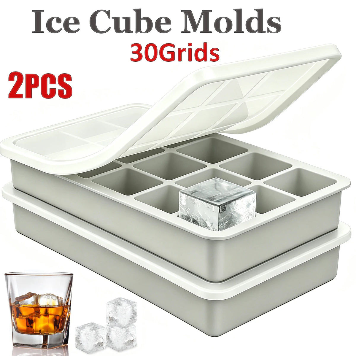 Polar Cube Ice Tray | 15-Cavity Silicone Mould with Lid