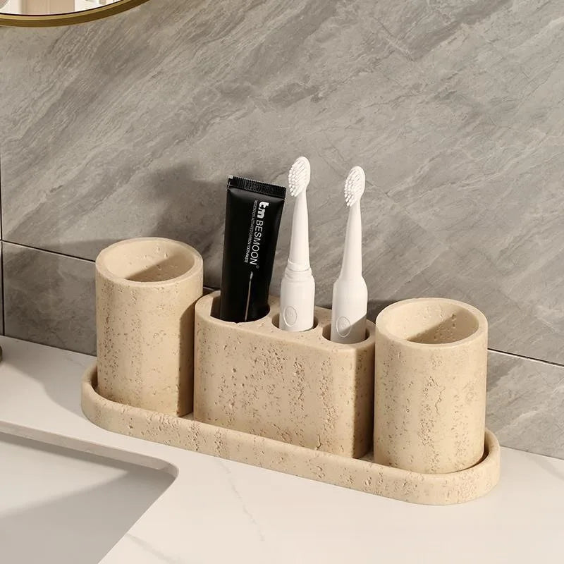 Travertine Bathroom Collection | Natural Stone Vanity Accessories