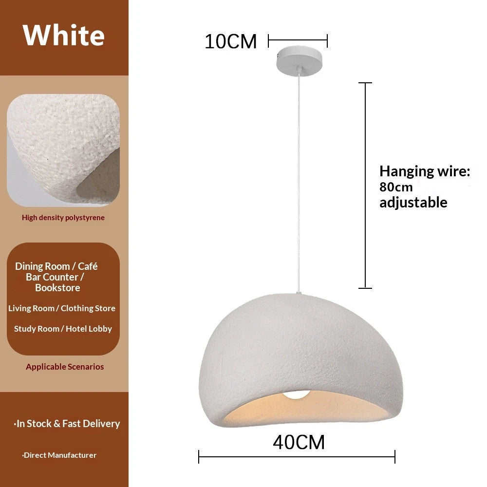 Pebble Wabi-Sabi Pendant Light | Textured Resin Dome Lamp