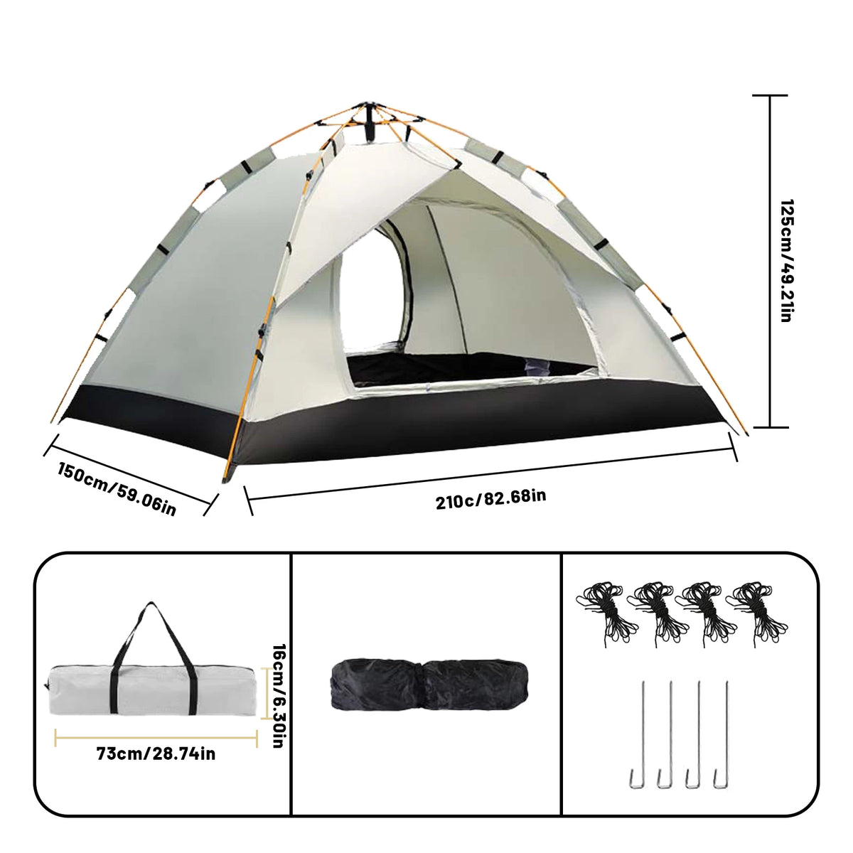 EasyCamp Instant Family Tent | Waterproof Pop-Up Tent for 3-4 People
