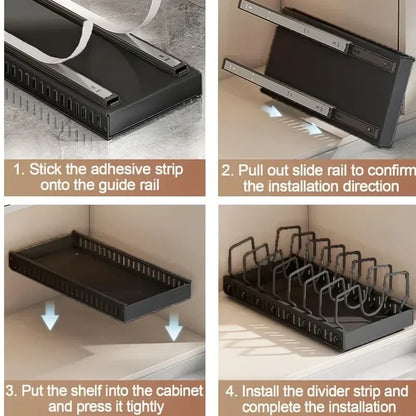 Glide-Out Pot & Lid Organiser | Sliding Cabinet Rack