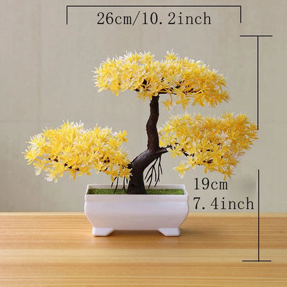 Petal Pot Bonsai | Artificial Mini Tree in Pot, Table Decor