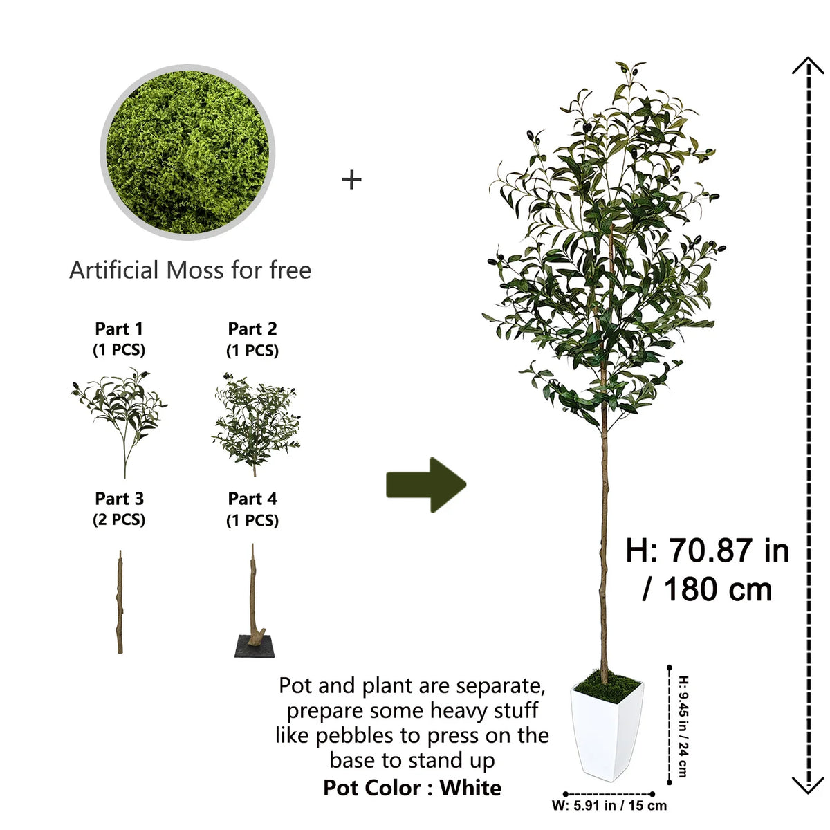 Evergreen Artificial Olive Tree | Realistic Faux Plant 120-180 cm