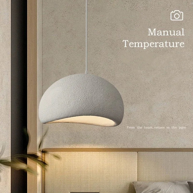 Pebble Wabi-Sabi Pendant Light | Textured Resin Dome Lamp
