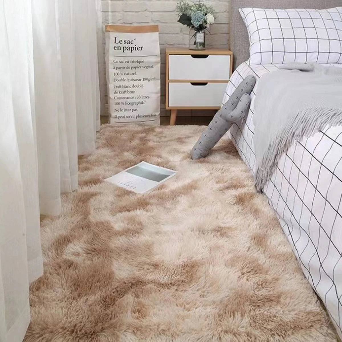 Cloud Tie-Dye Shag Rug | Fluffy Non-Slip Bedroom Rug