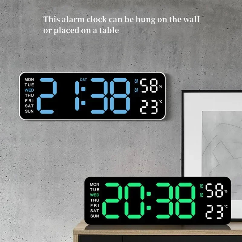 TempMate Digital Wall Clock | 9 Inch LED with Temp & Humidity