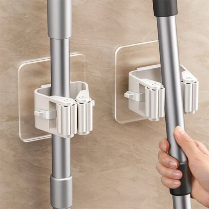 GripHook Mop & Broom Holder | Adhesive Wall Organiser