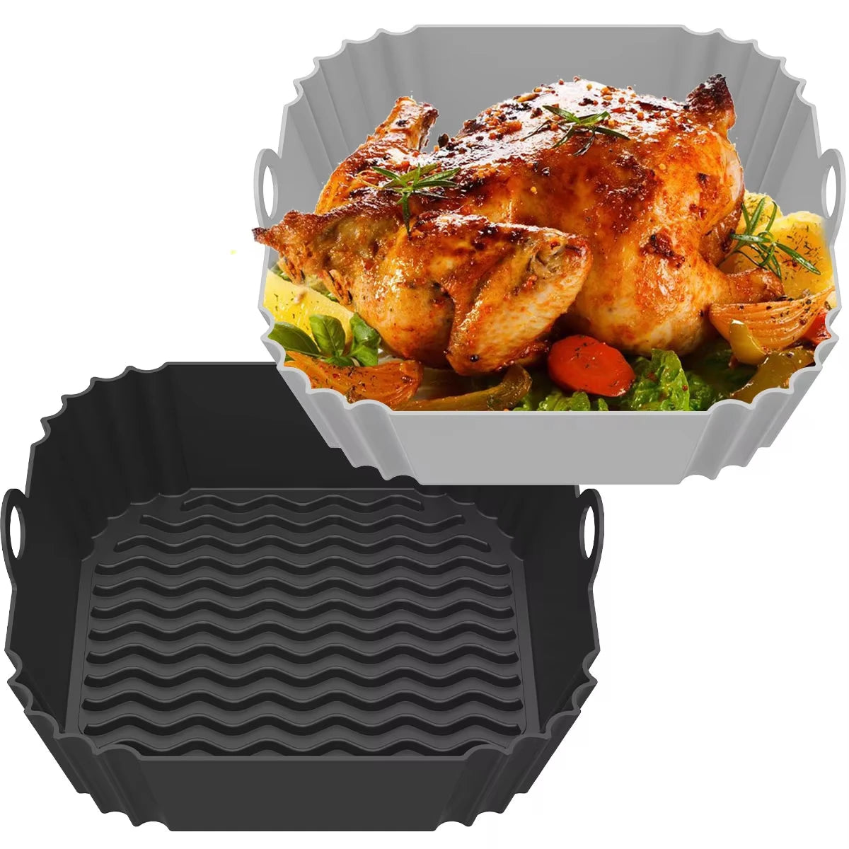 CrispNest Silicone Tray | Reusable Square Air Fryer Liner