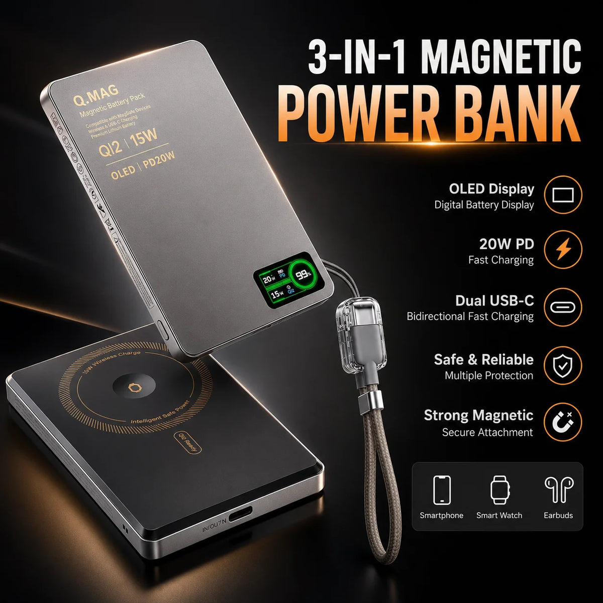 MagCharge Wireless Power Bank | Magnetic 5000/10000mAh