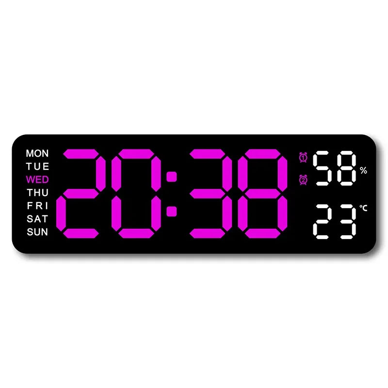 TempMate Digital Wall Clock | 9 Inch LED with Temp & Humidity
