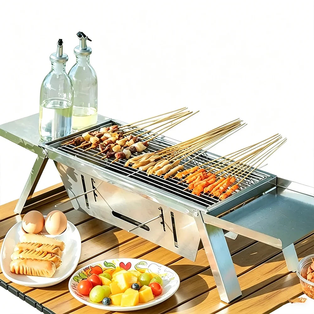 EmberFold Portable Charcoal BBQ | Folding Stainless Steel Camping Grill