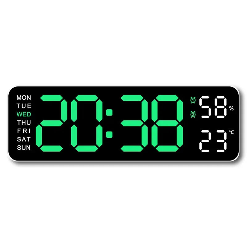 TempMate Digital Wall Clock | 9 Inch LED with Temp & Humidity