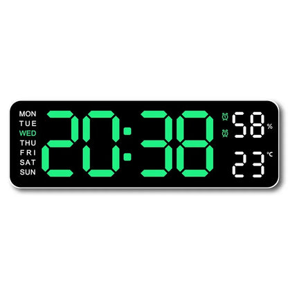 TempMate Digital Wall Clock | 9 Inch LED with Temp & Humidity
