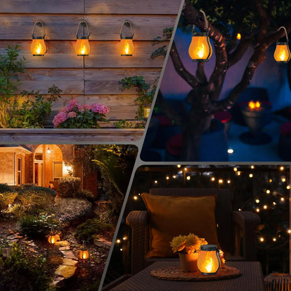 Ember Solar Flame Lantern | Flickering Hanging Garden Light