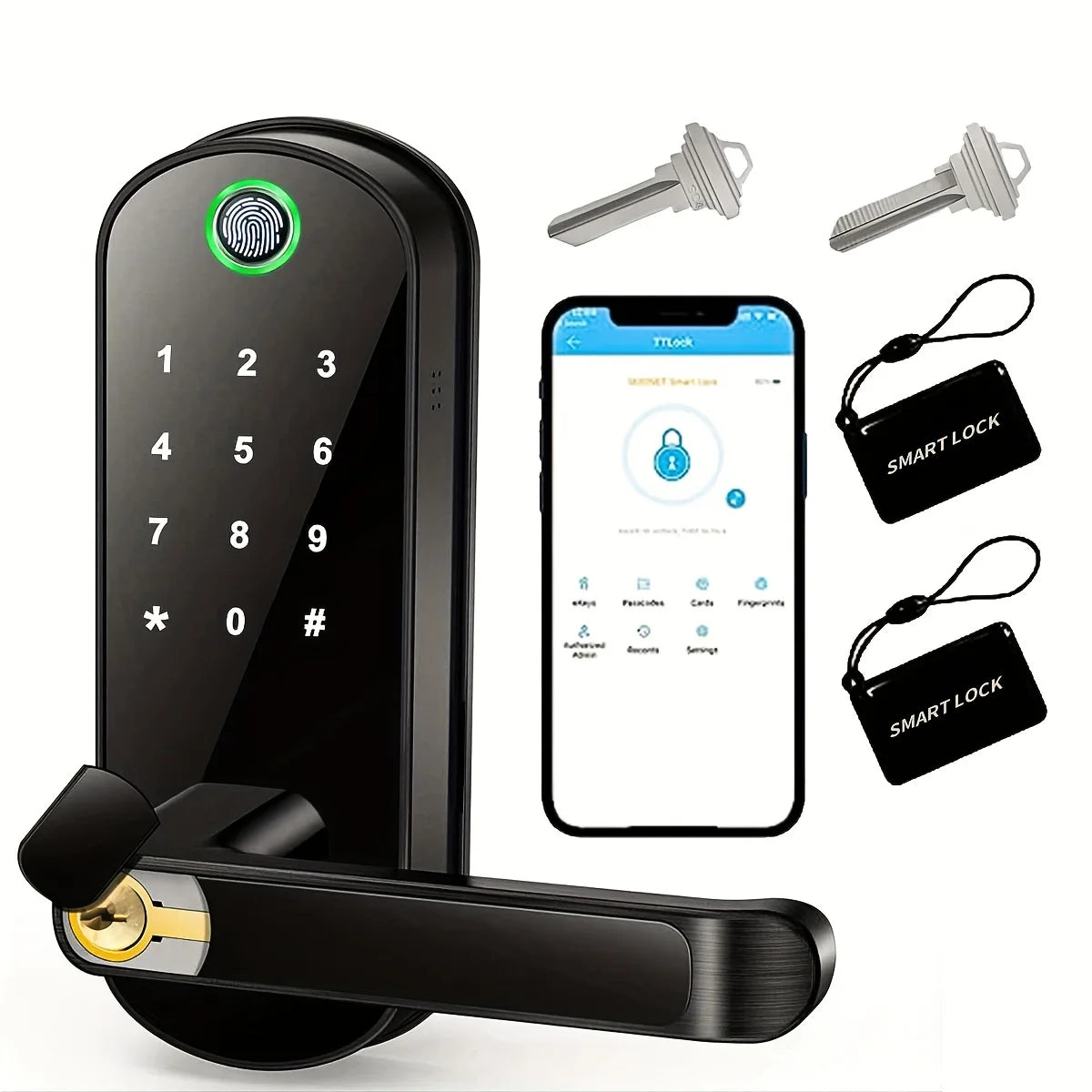 KeyLess Smart Fingerprint Door Lock | WiFi Keypad Lever Lock
