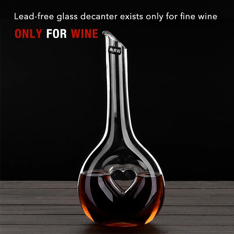 Amour Heart Wine Decanter | Hand-Blown Crystal Wine Aerator