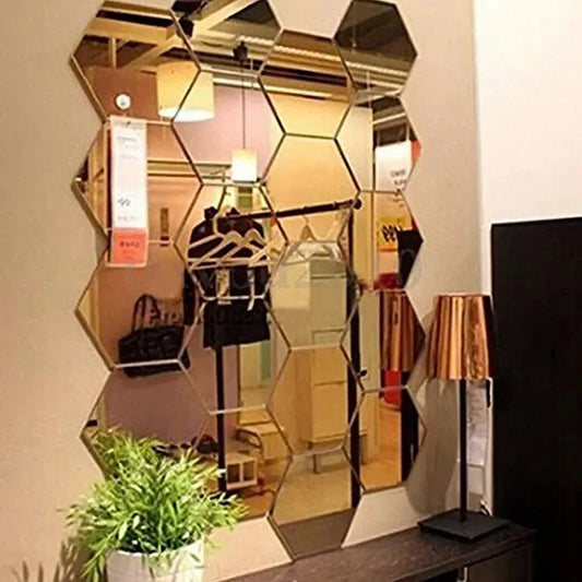 Honeycomb Mirror Decals | Acrylic Hexagon Wall Stickers