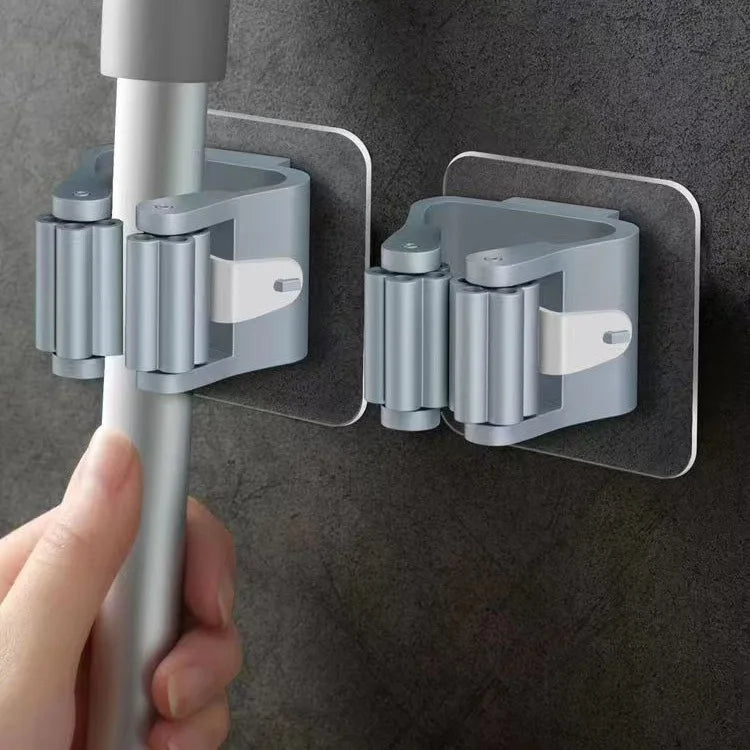 GripHook Mop & Broom Holder | Adhesive Wall Organiser