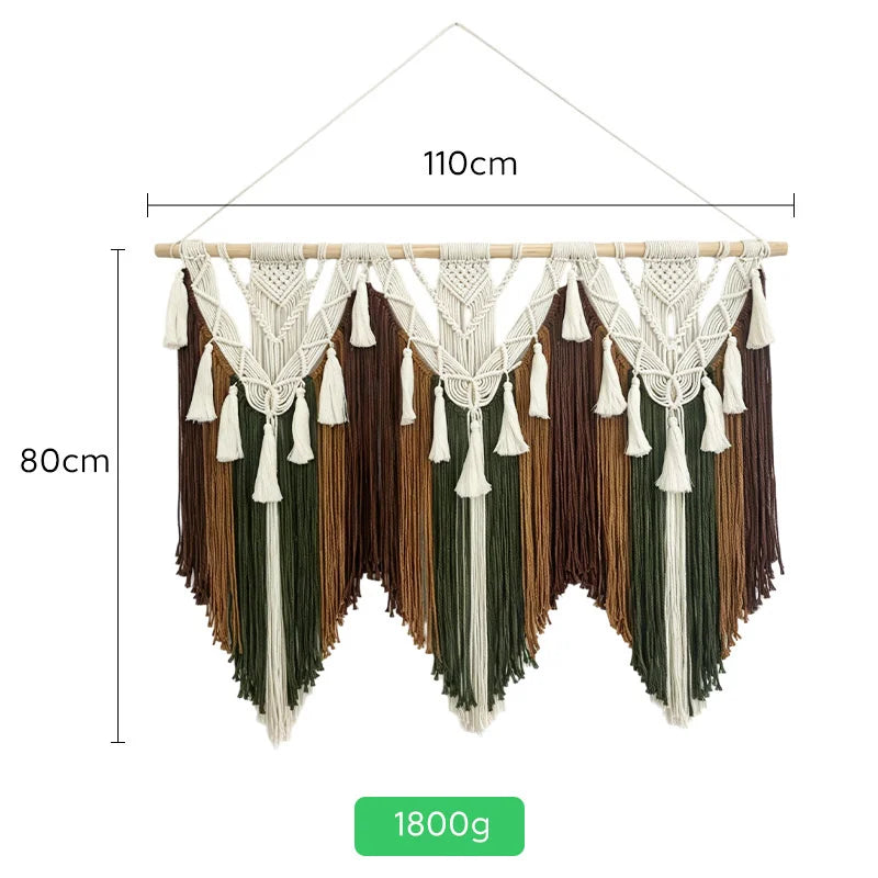 Canopy Macrame Wall Hanging | 110 × 80 cm Boho Tassel Tapestry
