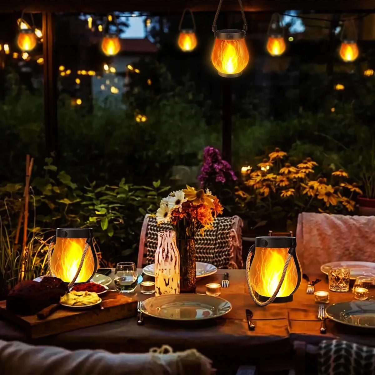 Ember Solar Flame Lantern | Flickering Hanging Garden Light