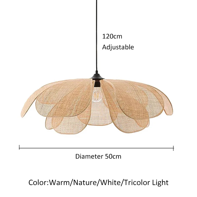 Blossom Rattan Petal Pendant | Woven Flower Shade Ceiling Light