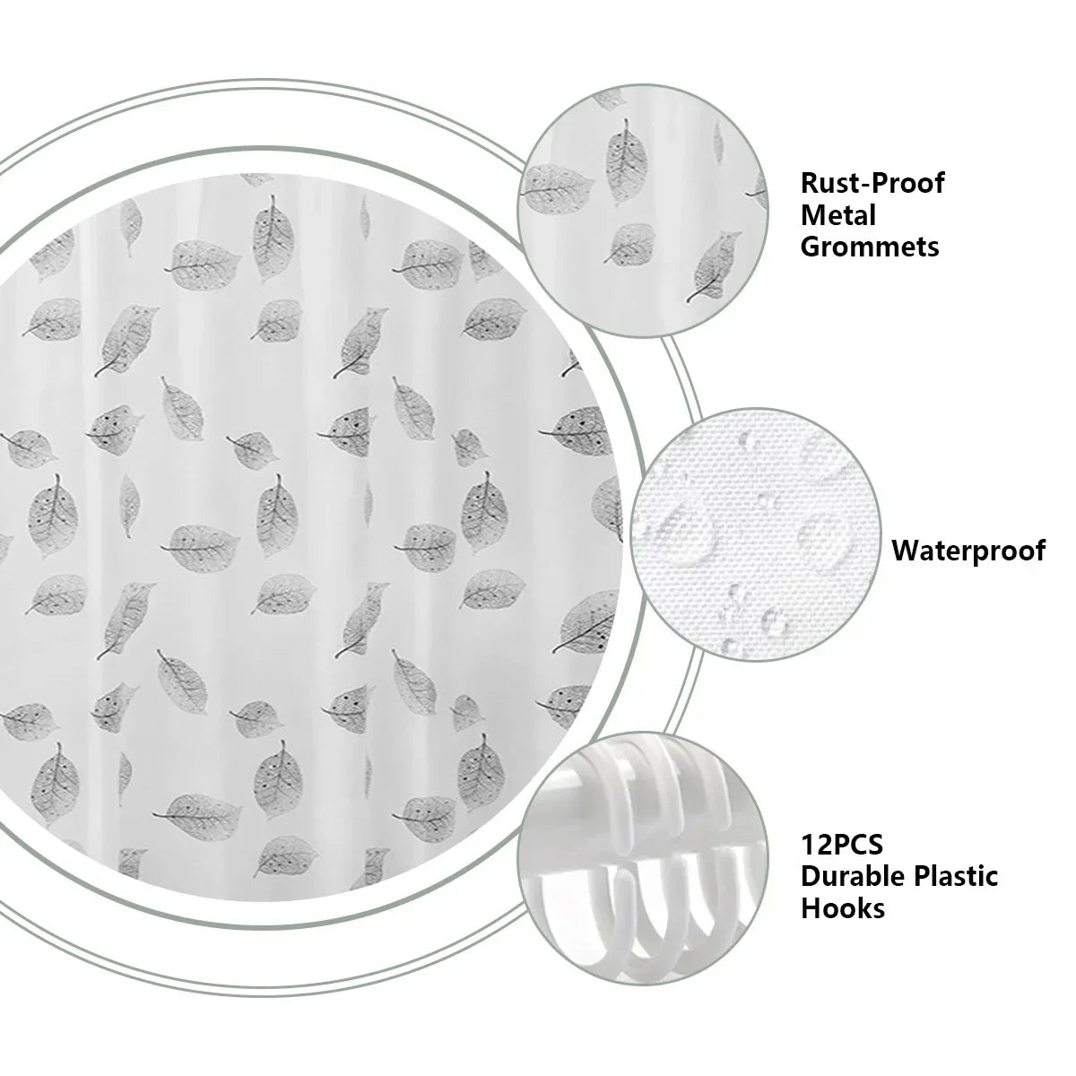 Fernleaf Shower Curtain | Clear Leaf Print PEVA Liner