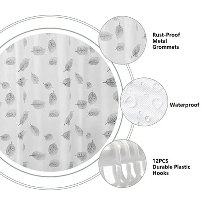 Fernleaf Shower Curtain | Clear Leaf Print PEVA Liner