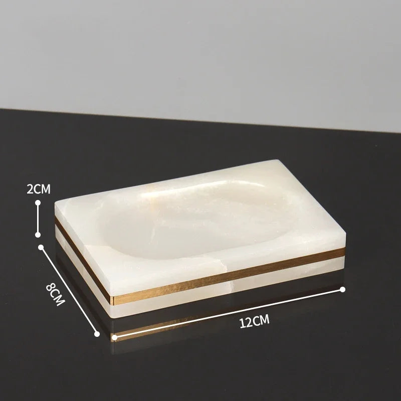 Alabaster Gold Bathroom Collection | White Marble & Gold Vanity Accessories
