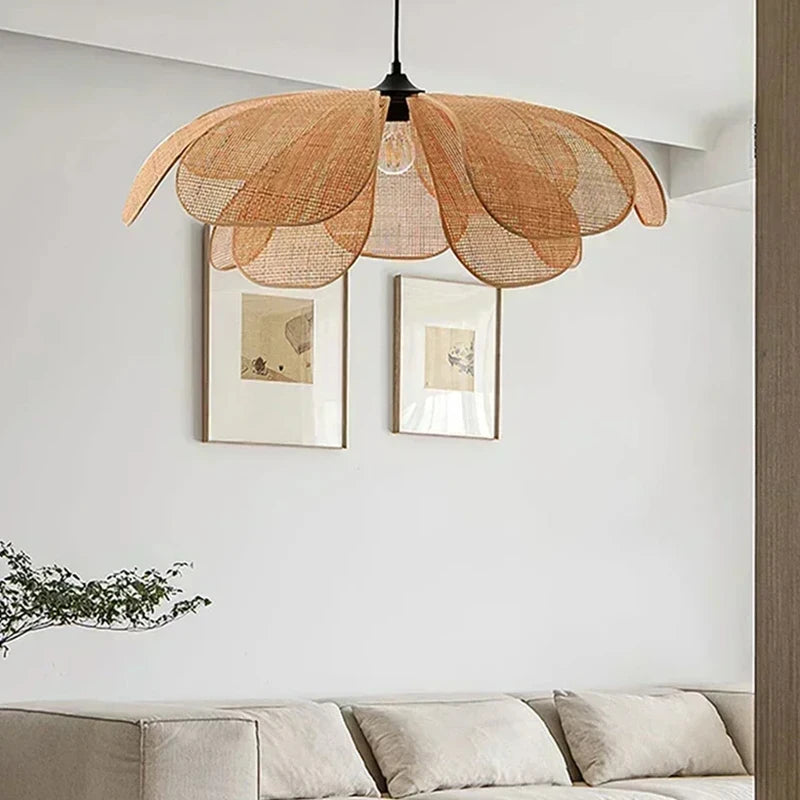 Blossom Rattan Petal Pendant | Woven Flower Shade Ceiling Light