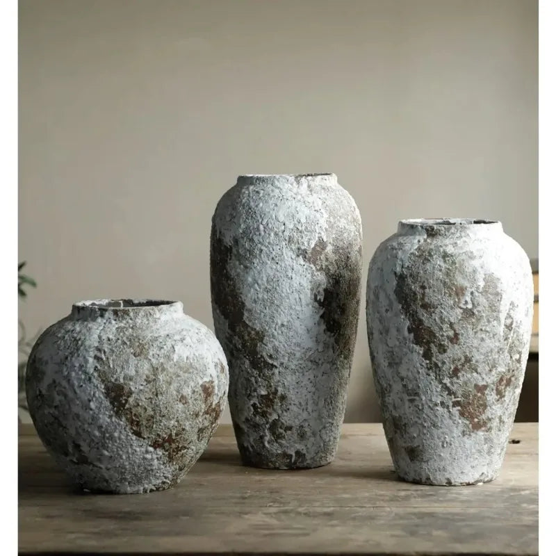 Terra Rustic Ceramic Vase | Hand-Finished Stoneware Floor Vase