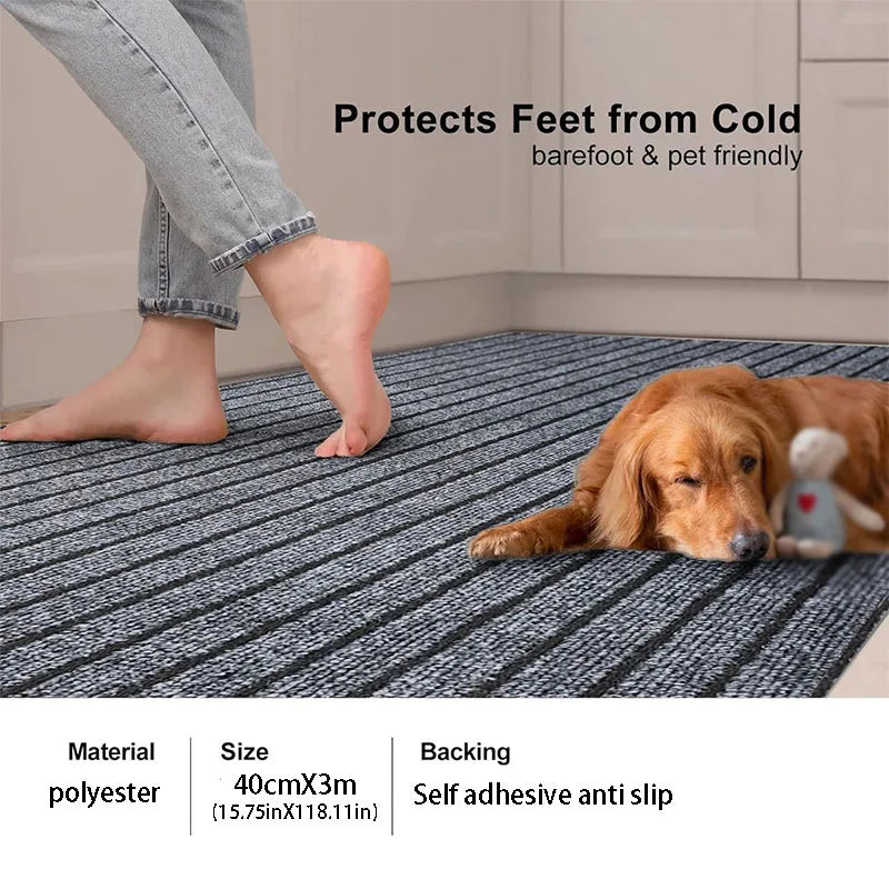 Stripe Line Floor Runner | Self-Adhesive Kitchen Mat, 3m