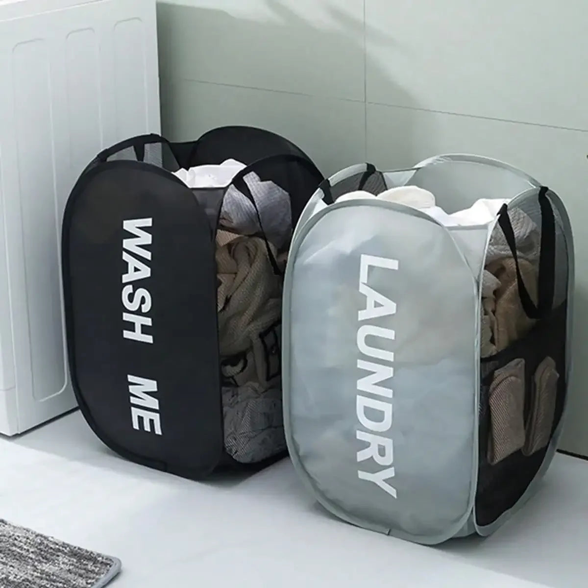 PopGo Mesh Laundry Hamper | Collapsible Breathable Basket