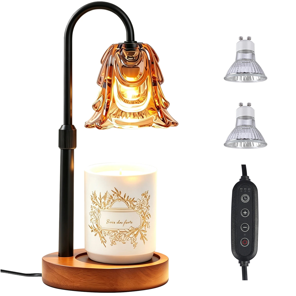 Lumière Candle Warmer Lamp | Gold Adjustable Height Candle Lamp with Timer