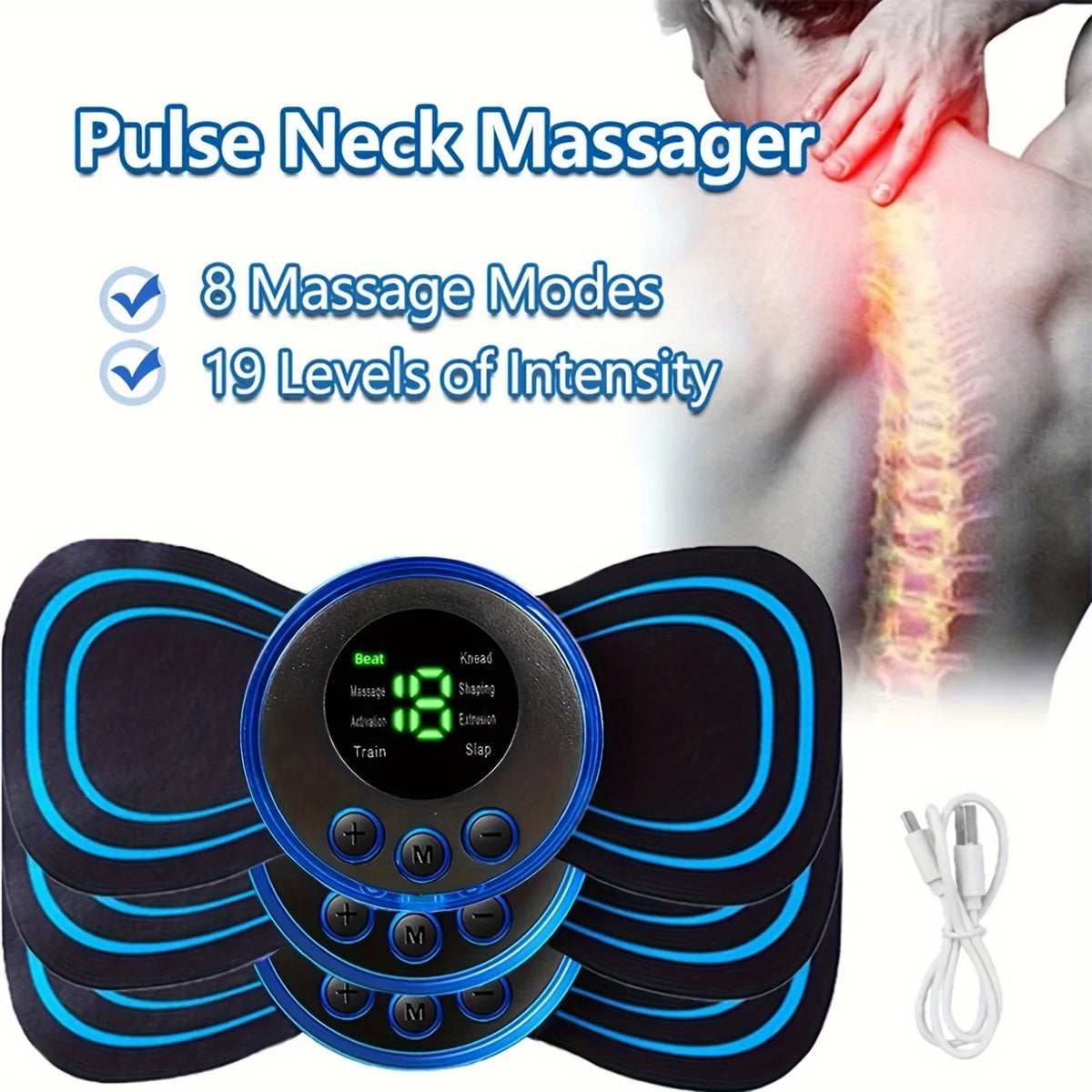EaseWave EMS Massager | 8-Mode Neck & Body Pulse Pad