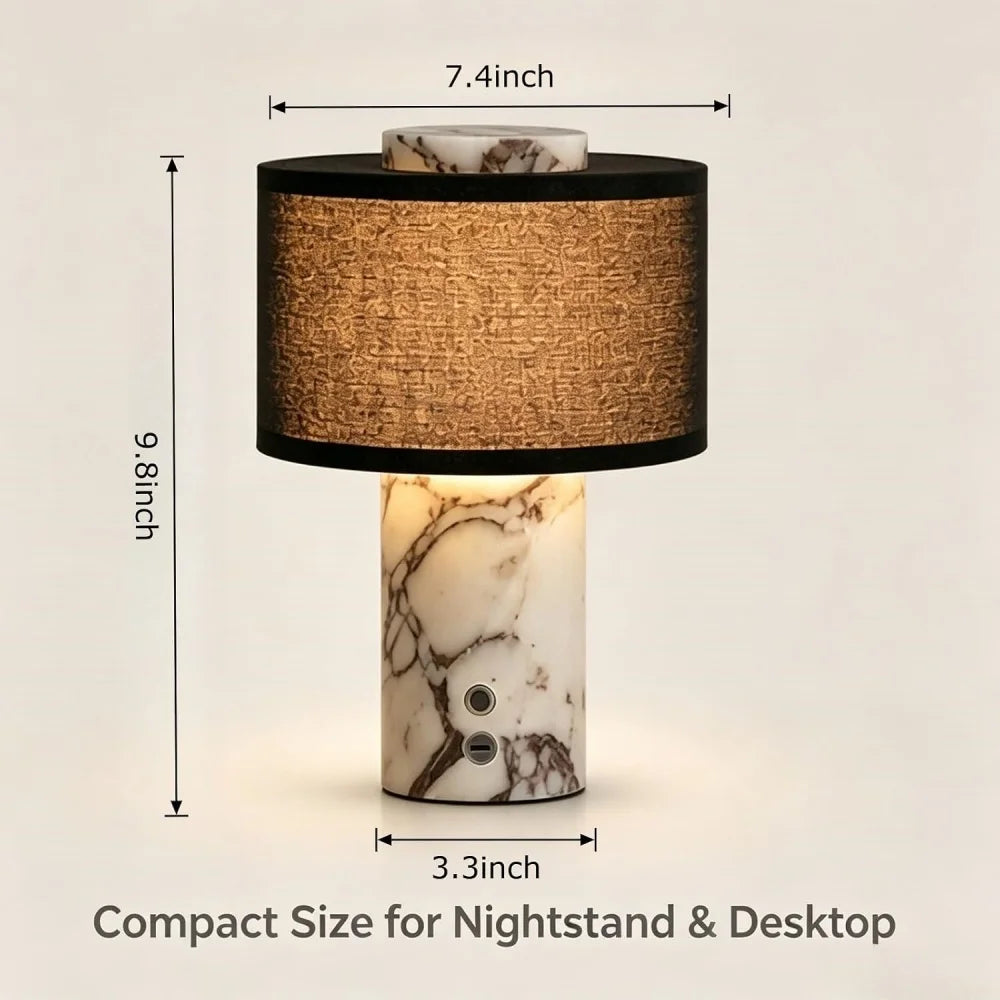 Travertine Cordless Table Lamp | Rechargeable Stone Touch Lamp