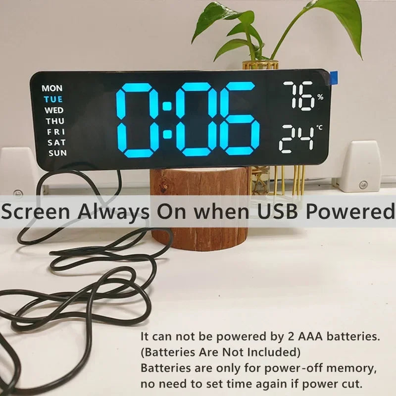TempMate Digital Wall Clock | 9 Inch LED with Temp & Humidity