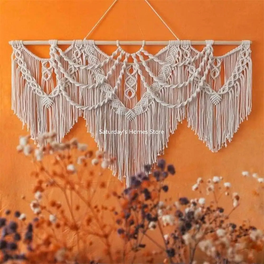 Boho Fringe Macrame Tapestry | 80 × 140 cm Handwoven Wall Hanging