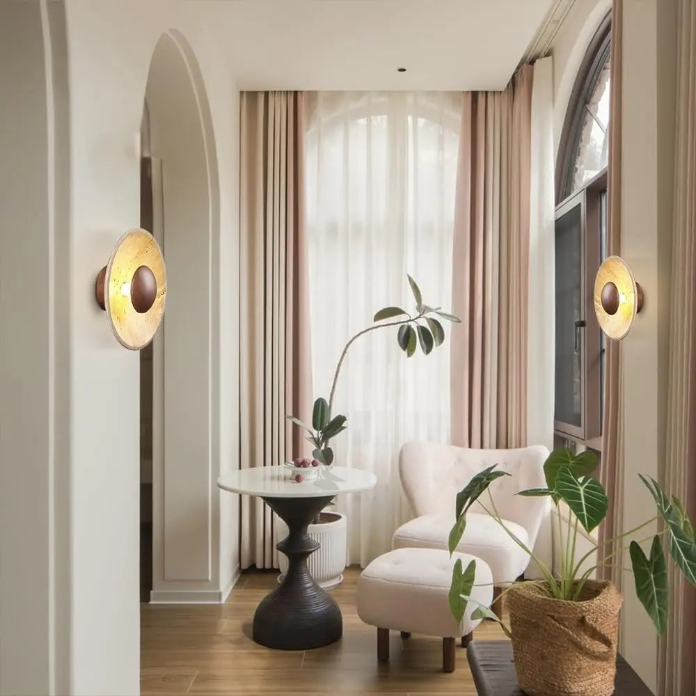 Moonstone Travertine Wall Light | Natural Stone LED Wall Sconce
