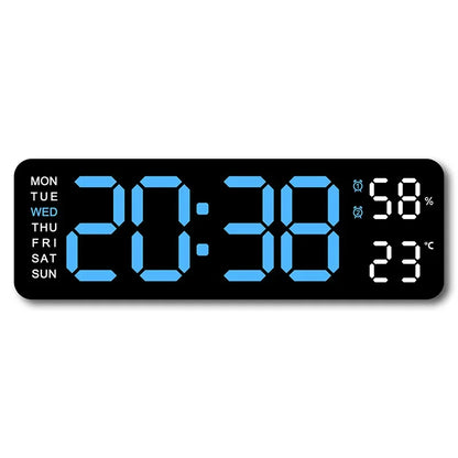 TempMate Digital Wall Clock | 9 Inch LED with Temp & Humidity