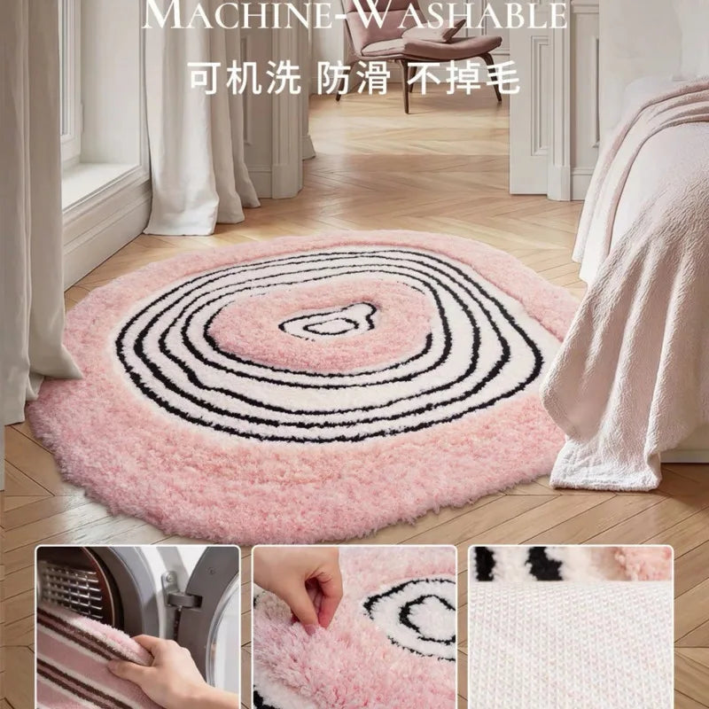 Ripple Shaggy Round Rug | Soft Plush Irregular Bedside Rug