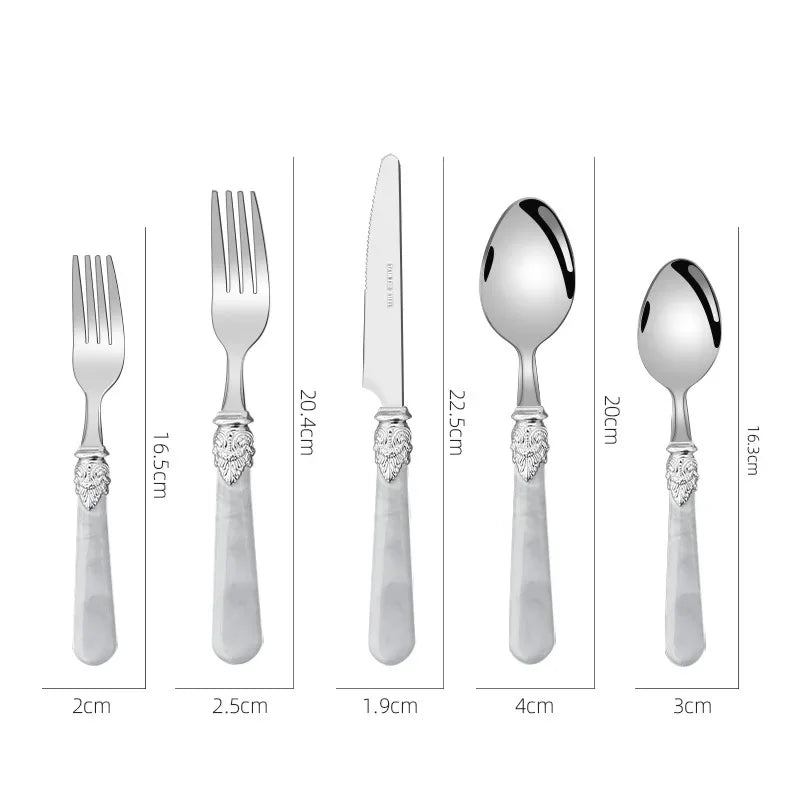 Marbella Cutlery Set | Marble-Effect Handle Stainless Steel Flatware