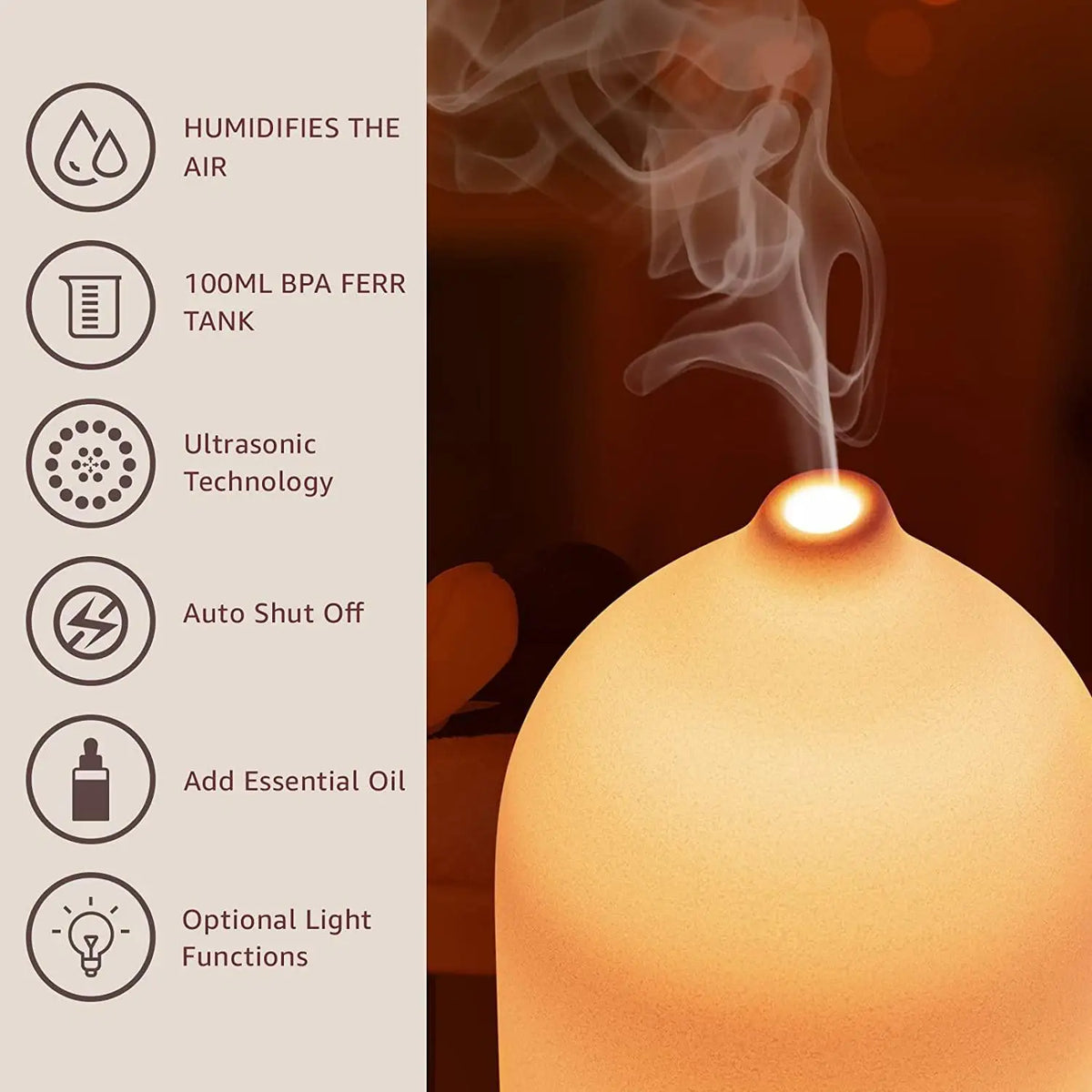 Stoneware Aroma Diffuser | 100ml Ceramic Ultrasonic Diffuser