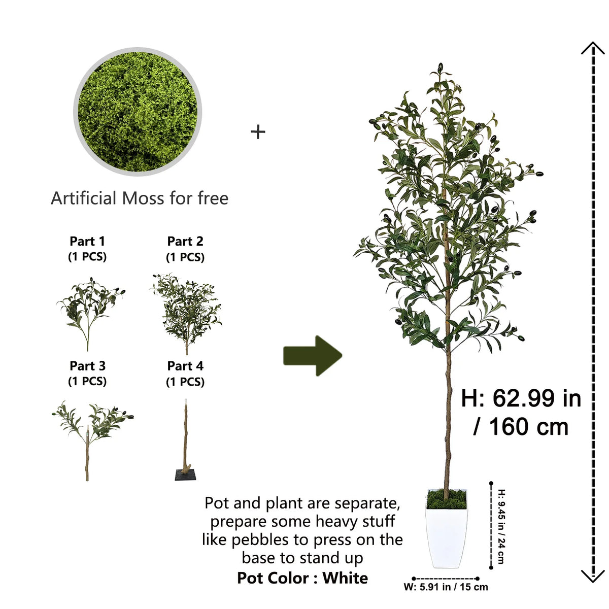 Evergreen Artificial Olive Tree | Realistic Faux Plant 120-180 cm