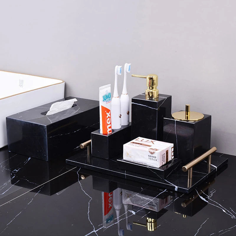 Nero Marble Bathroom Collection | Black Natural Marble Vanity Accessories
