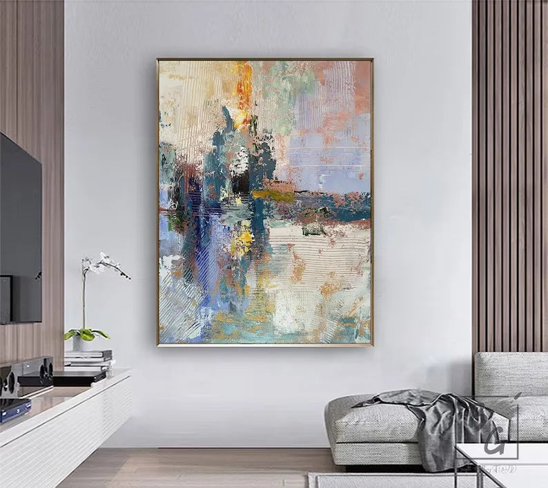Prism Colour Abstract Painting | Hand-Painted Bright Textured Canvas